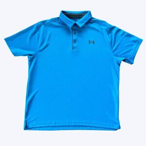 Under Armour Polo Shirt Men's Large Blue Adult Loose Golf Preppy